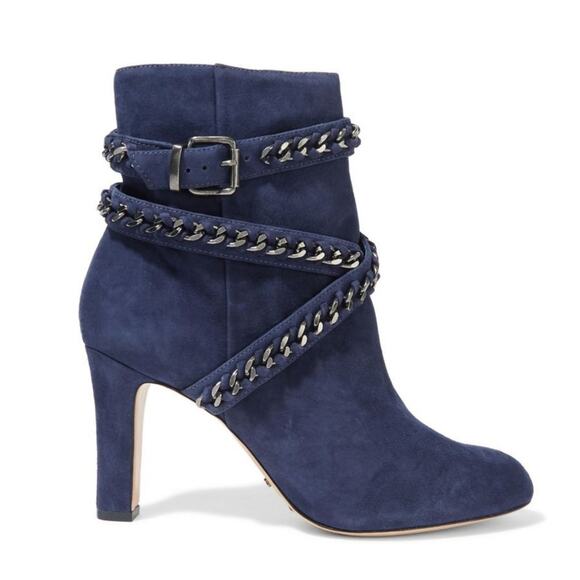 Schutz Chain Embelished Suede Ankle Boots - Picture 1 of 14